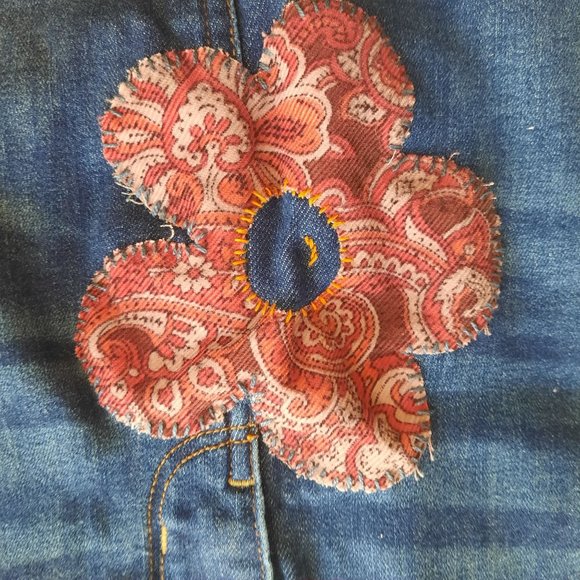 American Eagle Hi Rise Mini Altered Hand Embroidered Skirt Patchwork detail - Picture 10 of 13